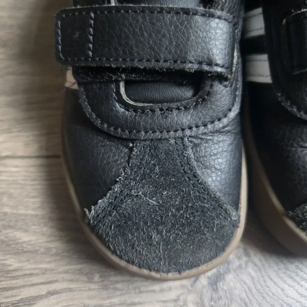 adidas VL Court Toddler Size 8K Black White Gum Sneaker Strap ID9156 Kids Boy